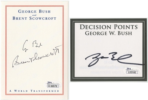 George Bush and George W. Bush Autographed Book Plates (2 Different) (JSA)